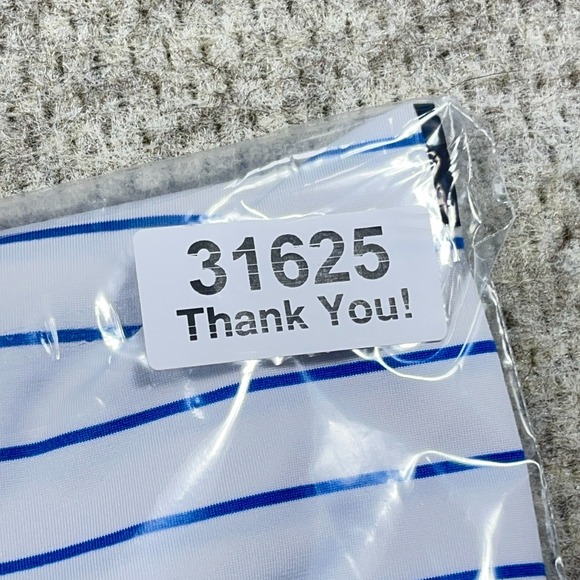 Rhoback Polo Shirt Men XL White Blue Striped Performance Wicking Golf Adult - Picture 10 of 10